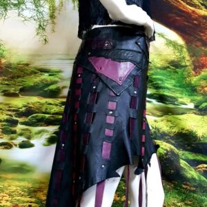 Purple Weave Leather Skirt