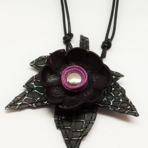 Black Leaf Flower Necklace