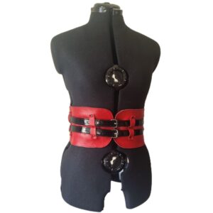 Aurora Curve Waist Belt Blk Patent Straps