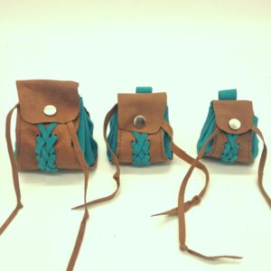 Turquoise & Tan Braided Leather Bag