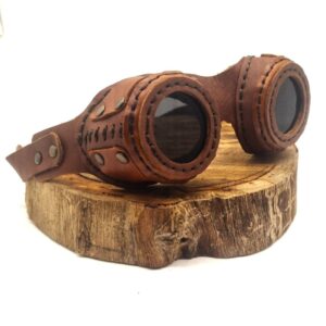 Large Tan Goggles with Gold