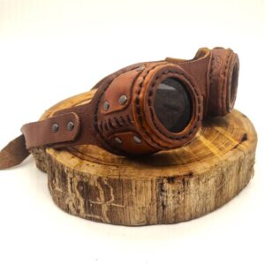 Large tan Goggles with Gun Metal