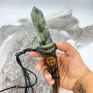 Prehnite Antler Wand